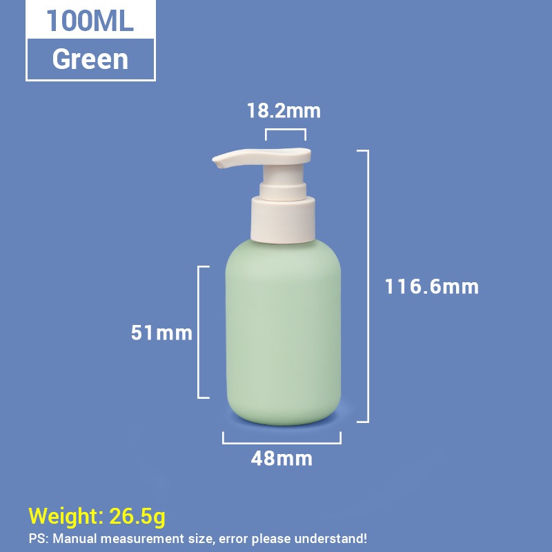 100 ml Green Travel Size Reutilisable Plastique Pumps Cosmetic Pump With Abricot Pump Cap