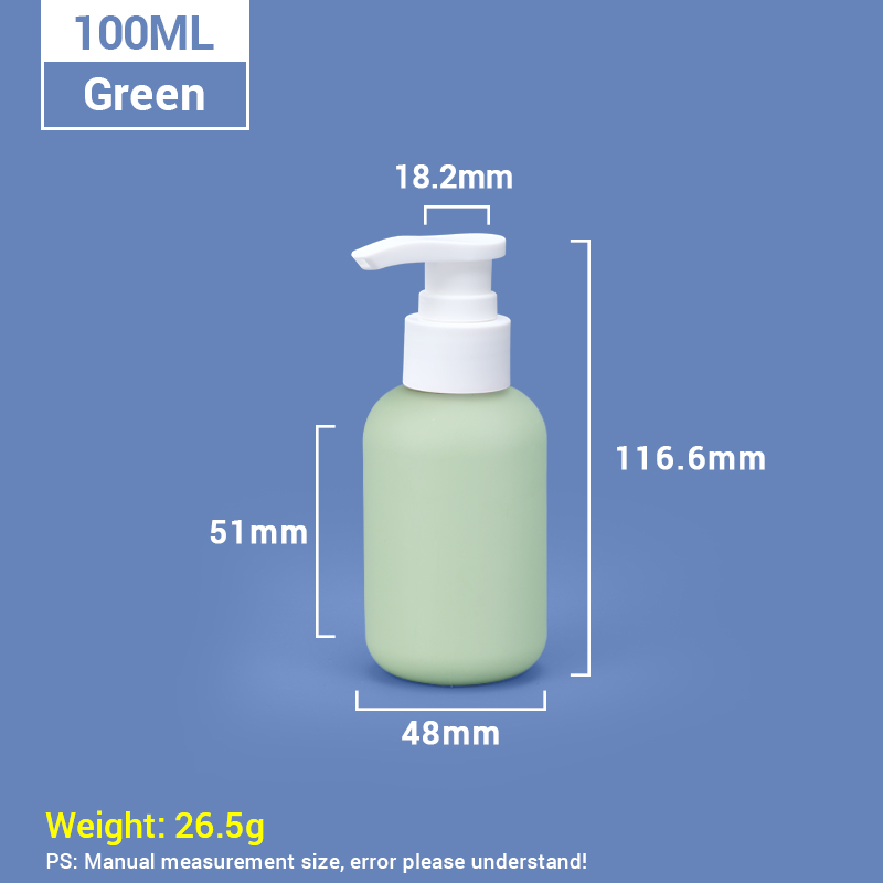100 ml Green Travel Size Reutilisable Plastique Pump Cosmetic Pump With White Pump Cap