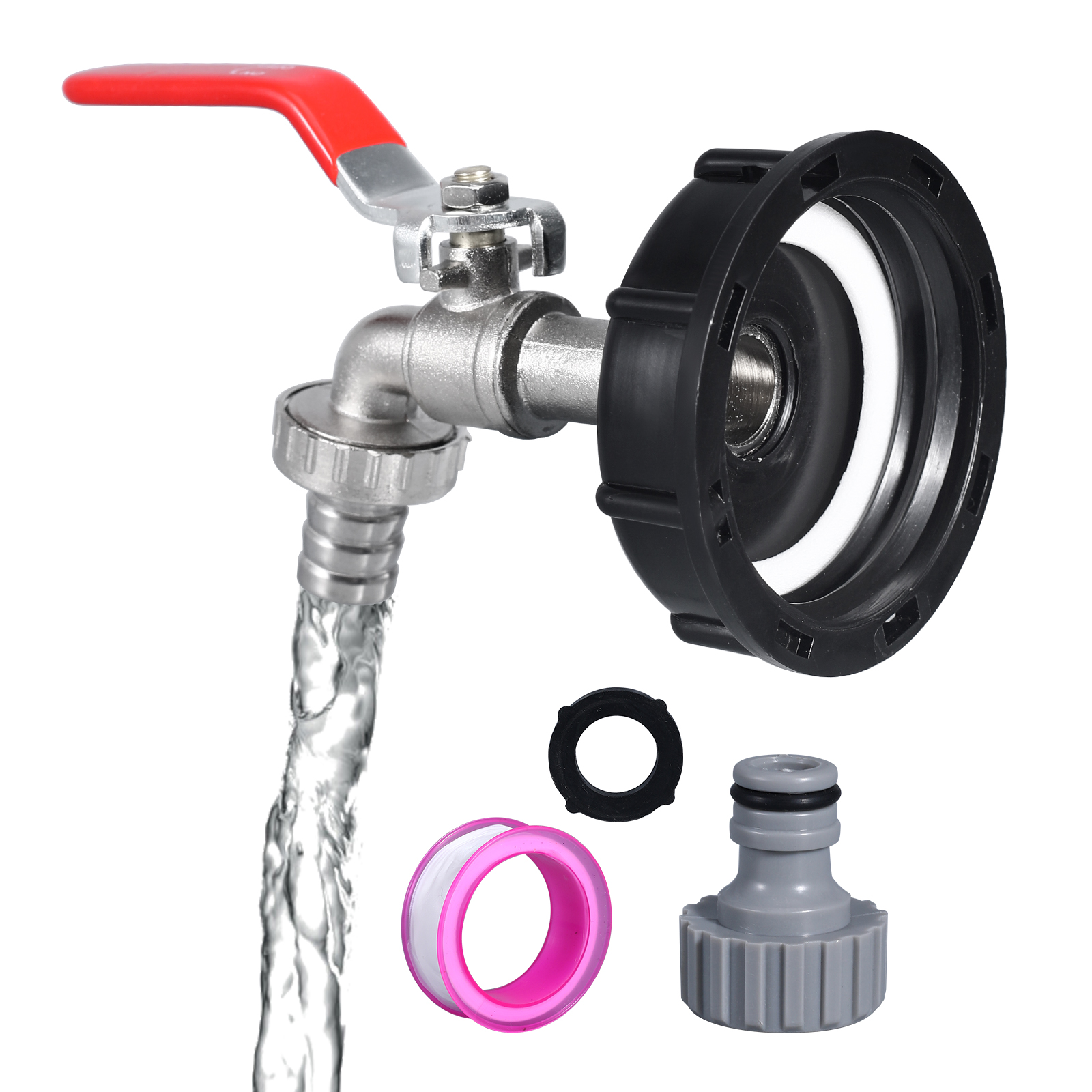 2,36 '' 60x6 Filetage grossier, adaptateur de fourrette IBC 1/2 3/4 pouces Femelle Feme, Connecteurs de réservoir d'eau Extension de soupape de tuyau de jardin