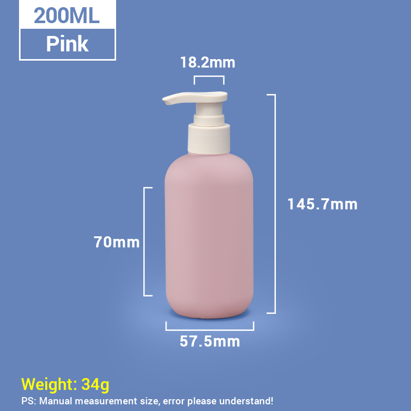 Bouteilles de shampooing en plastique rose 200 ml avec capuchon de pompe à abricot