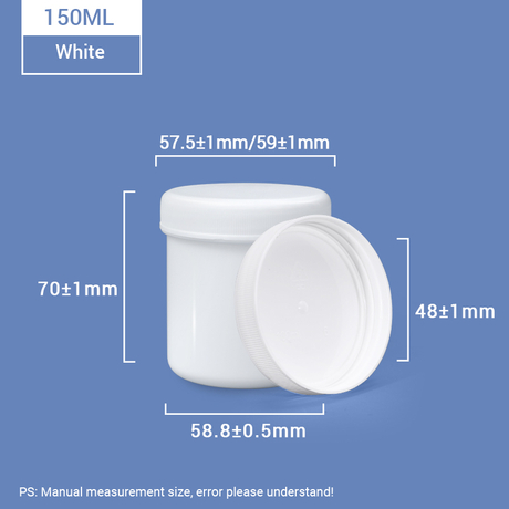 Pot en plastique blanc de 150 ml avec couvercle à anneau intérieur pour le stockage des aliments