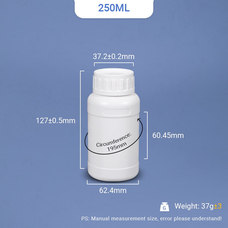 Bouteille en plastique HDPE de 250 ml avec couvercle TE et couvercle doseur