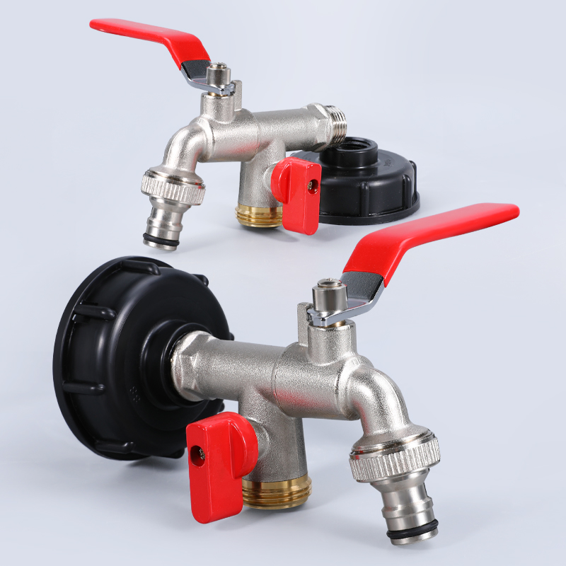 2.44 'Fine Tote Valve Vanne de tuyaux en laiton sans soupape de soupape de tuyau en laiton avec soupape à billes (2 en 1 robinets doubles + laiton)