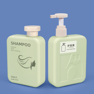 300 ml de shampooing carré en plastique vert vide et de revitalisant