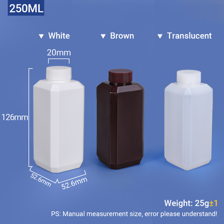 Bouteille en PEHD de 250 ml avec bouchon à vis 