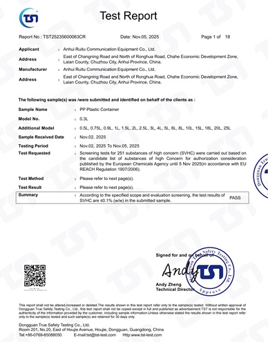 Certificat REACH