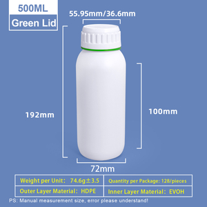 Bouteille Coex en plastique blanc de 500 ml avec anneau de couleur verte autour du capuchon