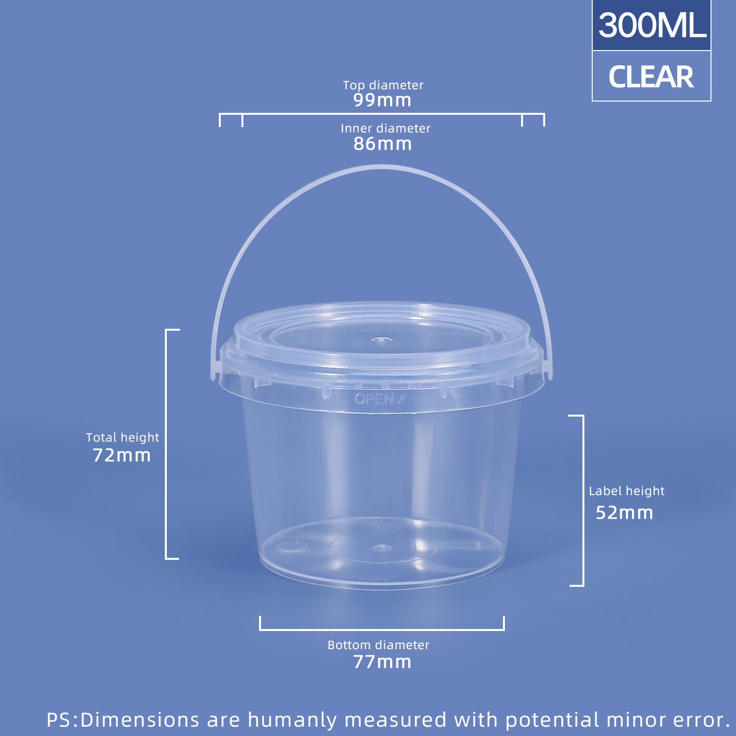 300 ml 10 oz. Baignoire en plastique rond