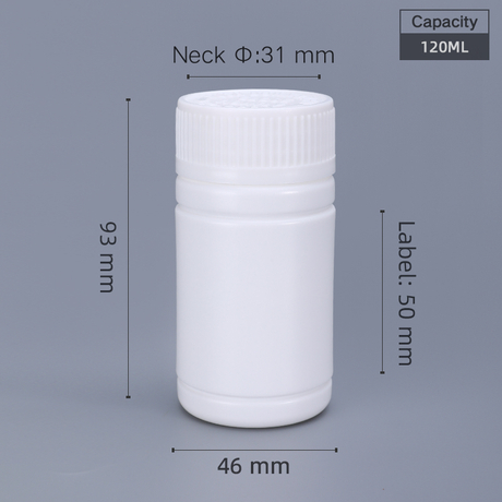 Flacon de médicament en plastique de 120 ml Flacon de pilule de 120 cc