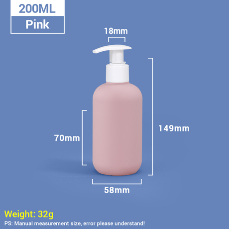Bouteilles de shampoing en plastique portables roses de 200 ml, format voyage, avec pompe autobloquante