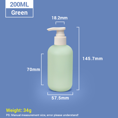Bouteilles de shampoing en plastique vert de 200 ml avec bouchon à pompe abricot