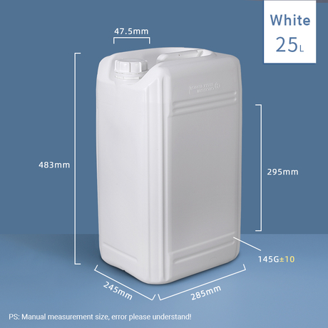 Jerrican en plastique fluoré de 25 L, carafes de 6 gallons