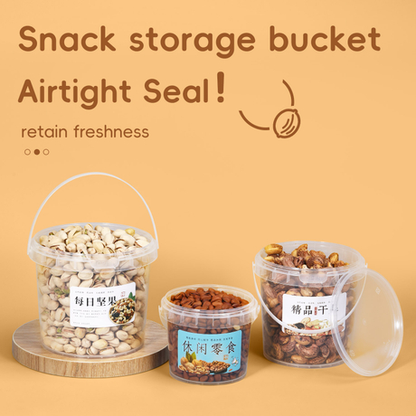 Seau en plastique personnalisé pour emballage et stockage des aliments secs à noix