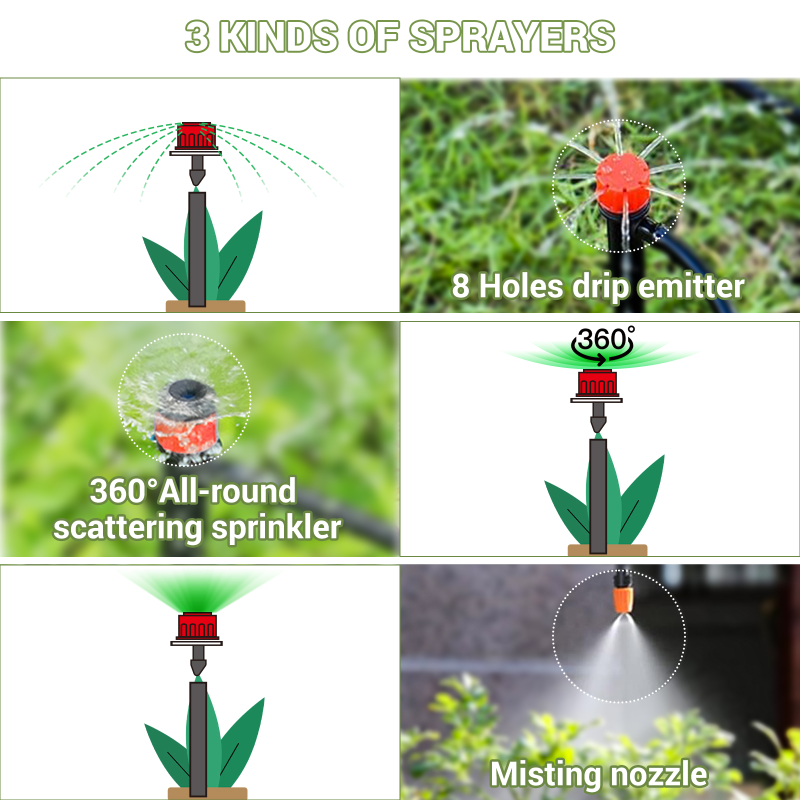Système d'irrigation goutte à goutte pour jardin, système d'arrosage des plantes accessoires d'arracheurs de serre, kit d'irrigation goutte à goutte de 226 pieds avec tube 1/4 1/2 pouce pour plantes extérieures, lit de jardin surélevé, yard en pot, pelouse