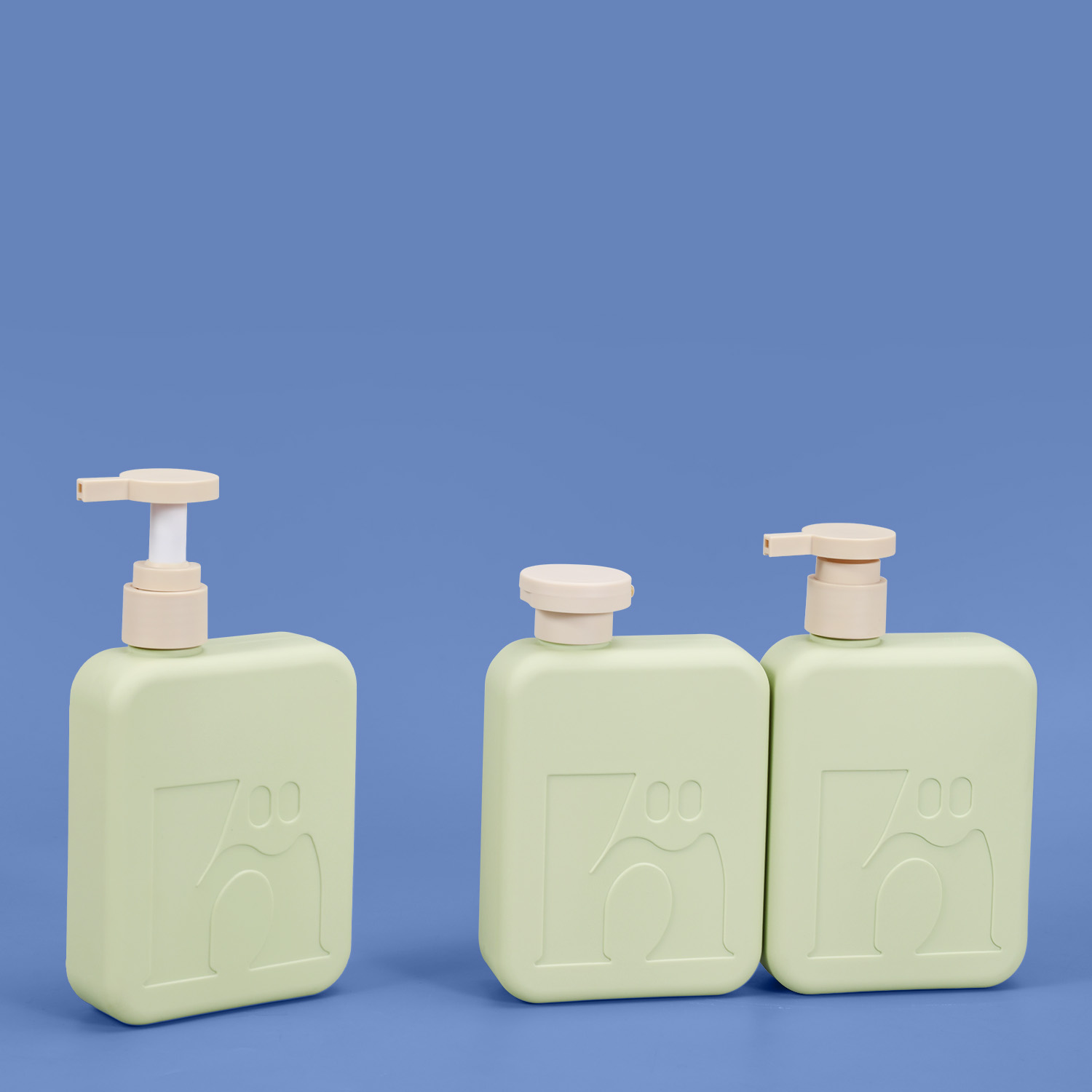 300 ml de shampooing carré en plastique vert vide et de revitalisant