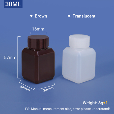 Bouteille carrée en PEHD de 30 ml pour produits chimiques