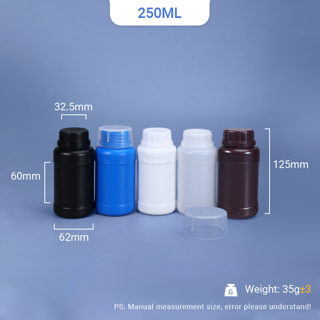 Bouteille en plastique HDPE de 250 ml avec couvercle TE
