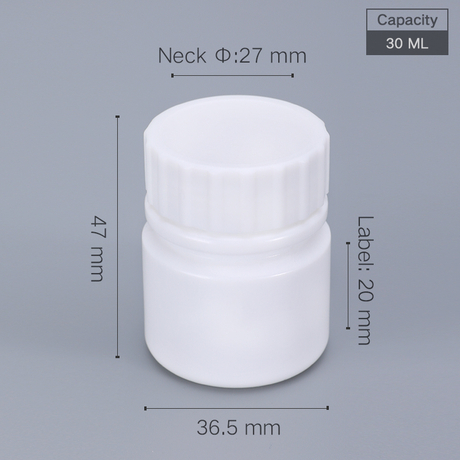Bouteilles de 30 ml de pilules 30cc Bouteille de médecine en plastique blanc vide