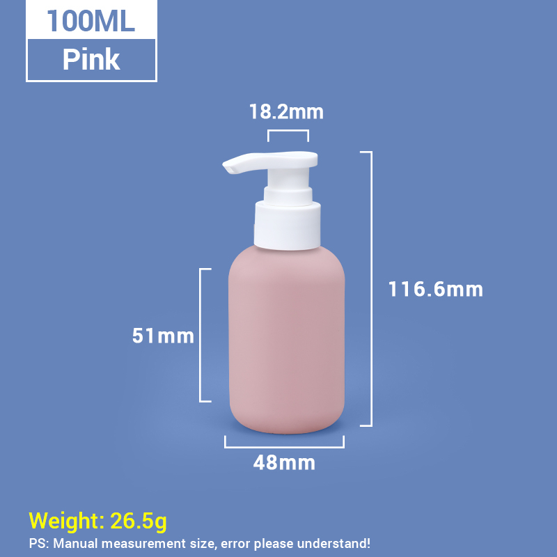 100 ml de voyage rose taille en plastique réutilisable bouteilles de pompe cosmétique avec bouchon de pompe blanche