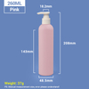 Bouteilles de shampooing en plastique rose 260 ml avec capuchon de pompe à abricot