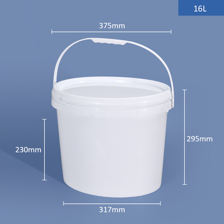 Seau en plastique ovale de 16 L, 4 gallons, avec couvercle et poignée pour peinture et revêtements