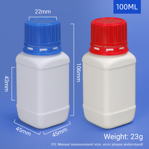 Grade de laboratoire épaissis des fuites de 100 ml carrés HDPE Échantillon de bouteille en plastique Vail plastique pour stockage de réactifs chimiques