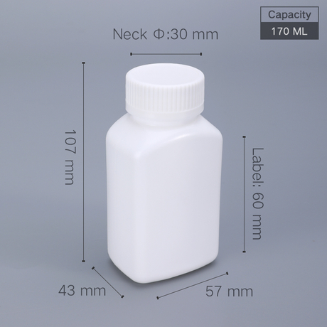 Bouteille de pilule en plastique de 170 ml