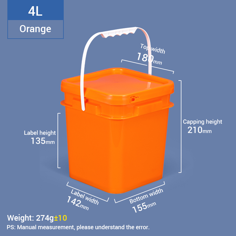 4L un seau en plastique carré à un gallon