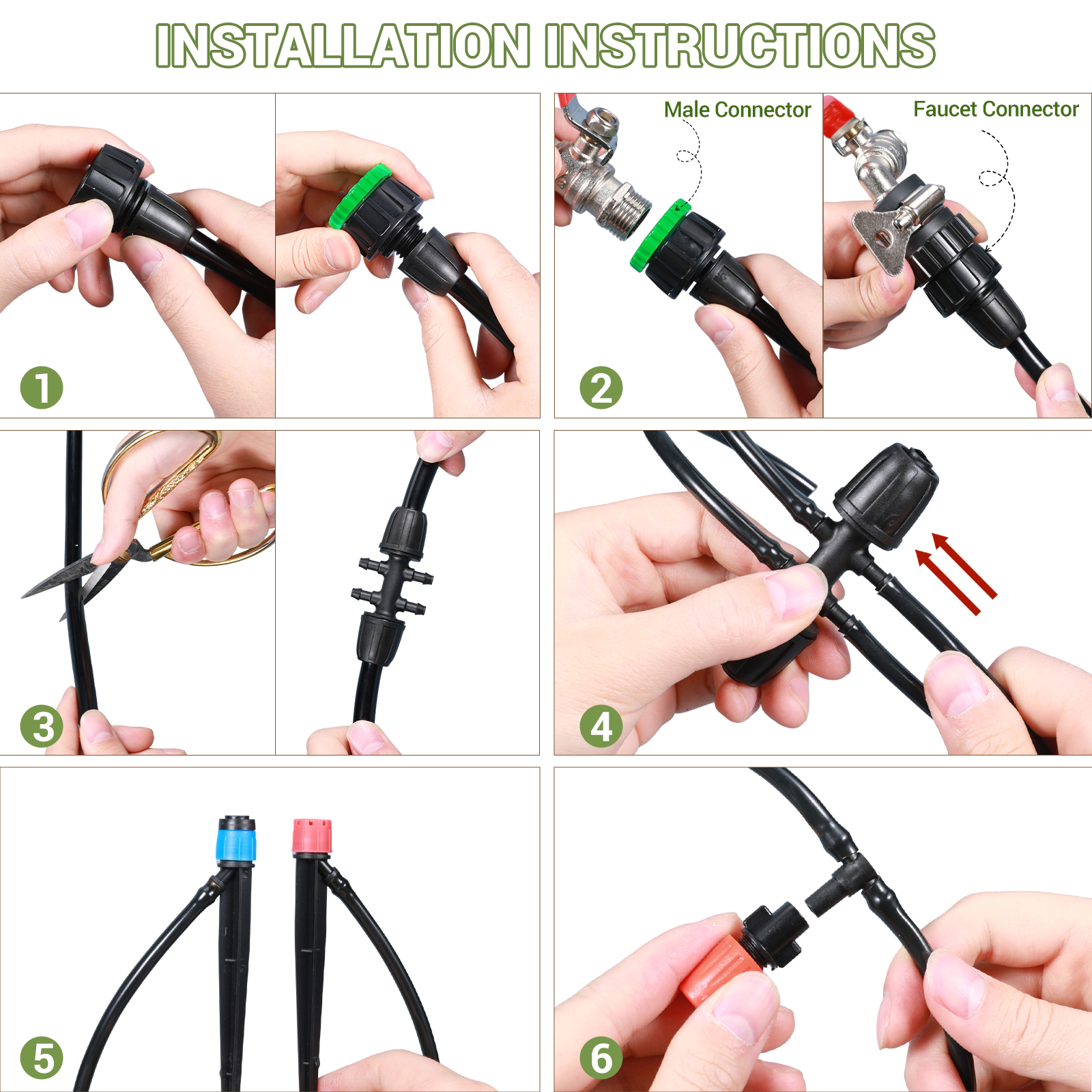 Système d'irrigation goutte à goutte pour jardin, système d'arrosage des plantes accessoires d'arracheurs de serre, kit d'irrigation goutte à goutte de 226 pieds avec tube 1/4 1/2 pouce pour plantes extérieures, lit de jardin surélevé, yard en pot, pelouse