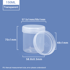 Pot en plastique transparent de 150 ml avec couvercle à cycle intérieur pour stockage de puissance alimentaire
