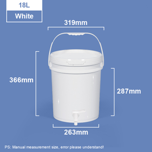 Seau en plastique alimentaire blanc de 18 L avec robinet