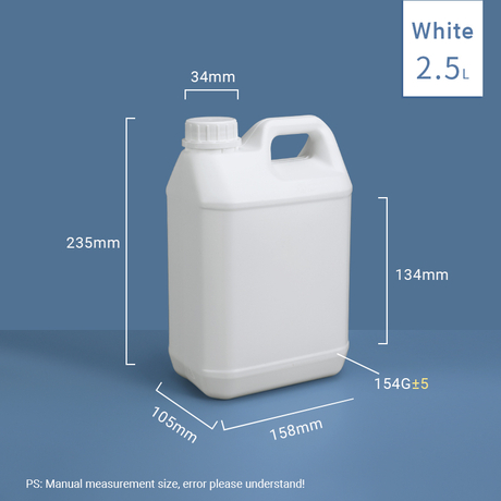 Bidons fluorés de style F de 2,5 L approuvés par l'ONU, jerricans à barrière en PEHD pour l'emballage de produits chimiques et de solvants