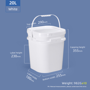 Seau en plastique carré de 20L 2,1 gallons
