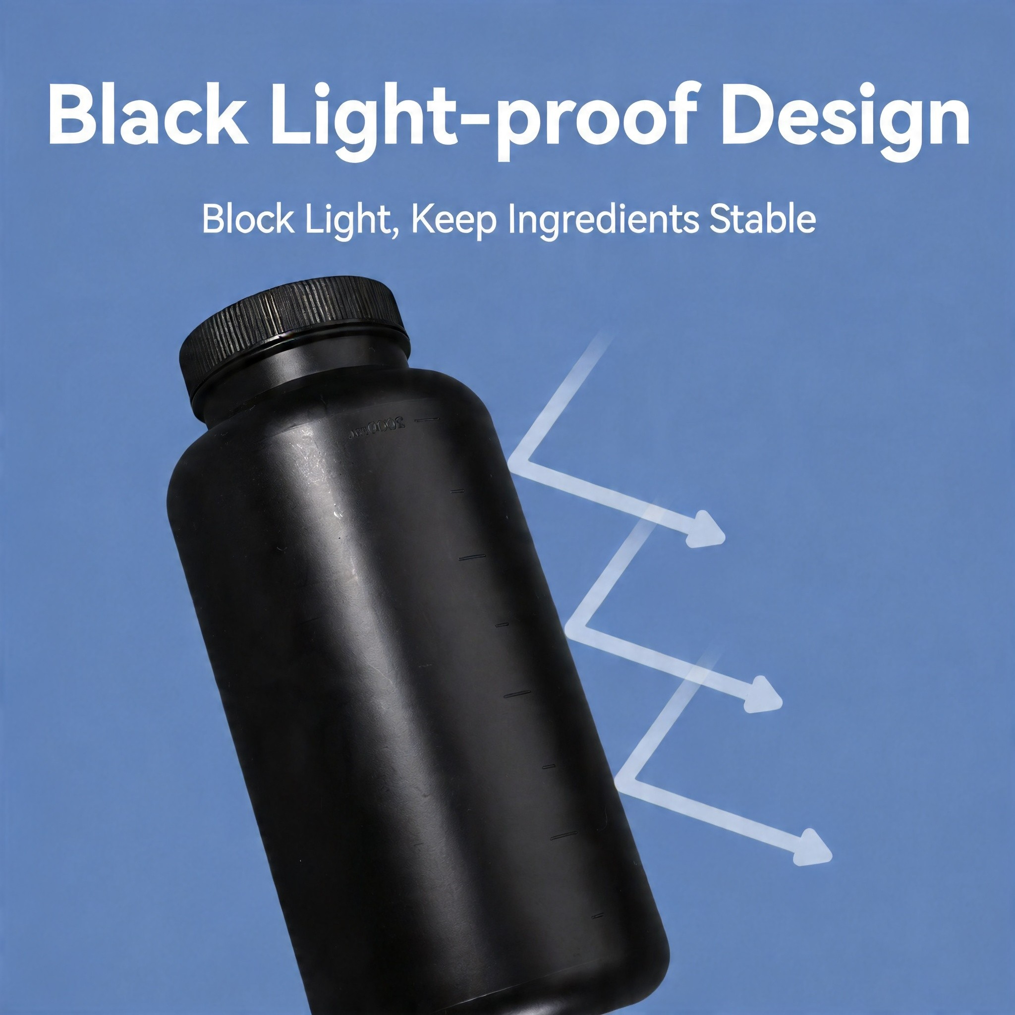 Bouteille en plastique HDPE à large bouche, noir et blanc, avec capuchon intérieur, étanche, pour utilisation en laboratoire chimique, Direct usine