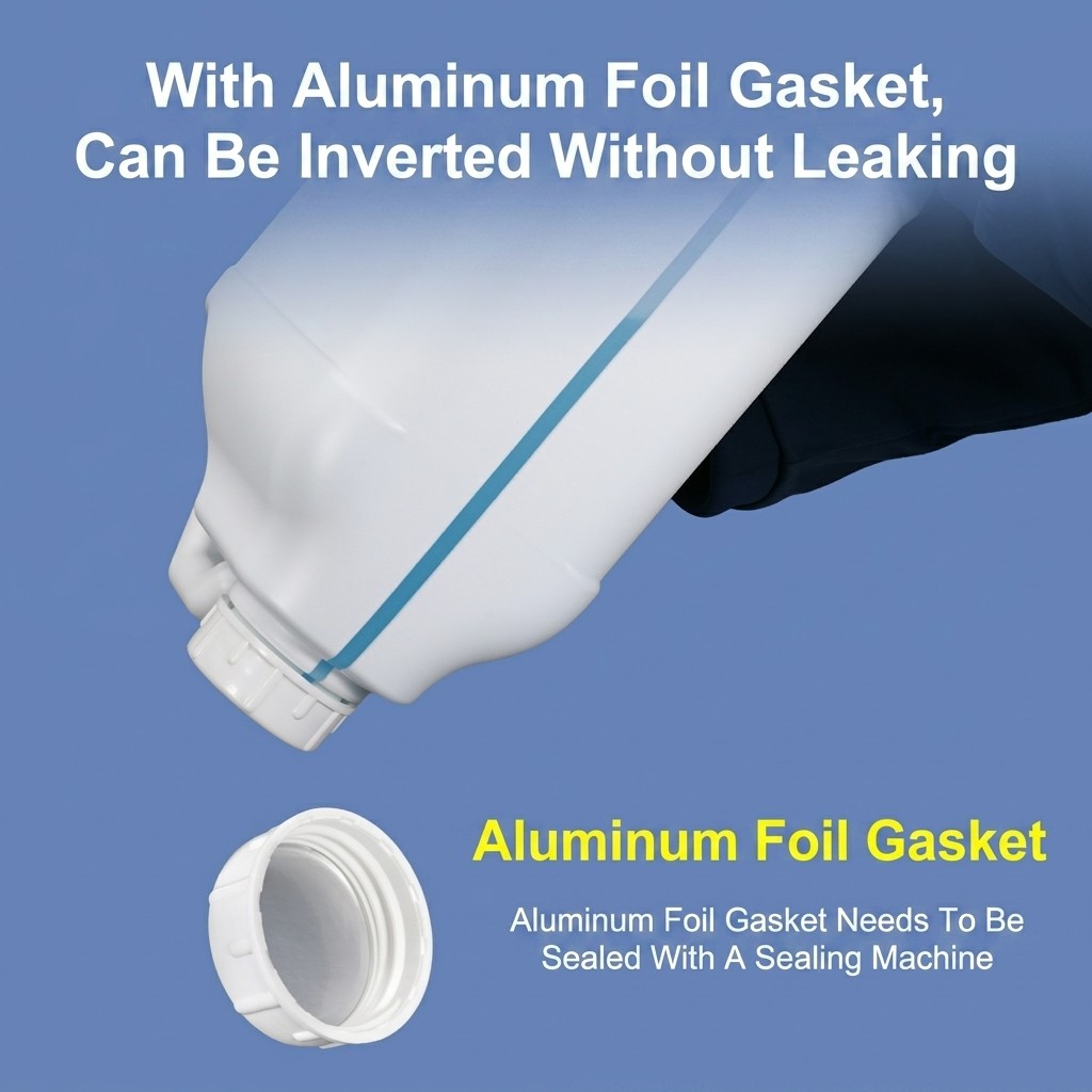 Jerrican carré en plastique HDPE 5 L avec grande poignée, bouchon à vis, doublure en aluminium, étanche pour peinture et produits chimiques