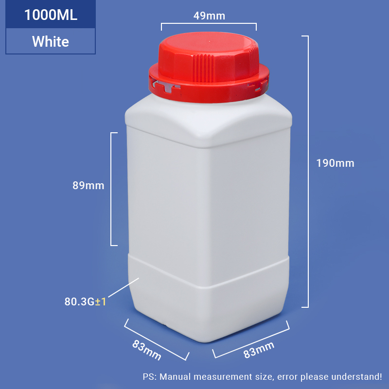 Blanc-1000 ml 1l de couche à col large bouteille HDPE pour l'emballage de poudre chimique 