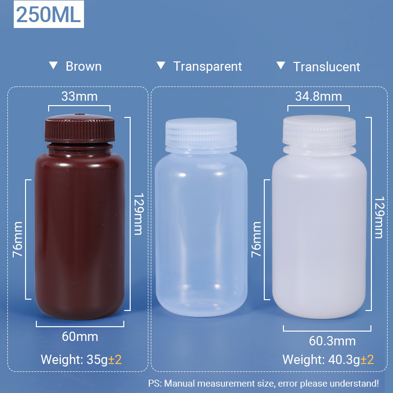 250 ml de collier large en plastique PP / HDPE Bouteille