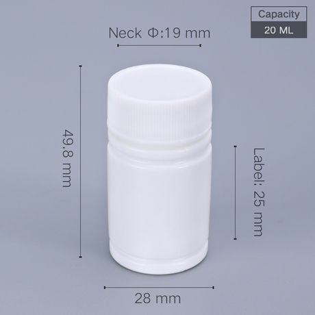 Bouteilles de pilules en plastique de 20 ml Bouteille de médicaments en plastique de 20 cc