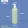 Bouteilles de shampooing en plastique vert 400 ml avec bouchon de pompe blanche