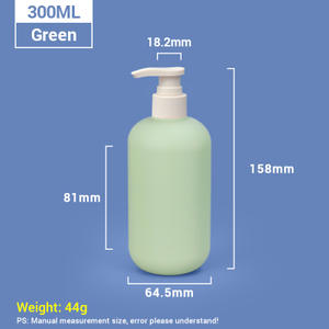 Bouteilles de shampooing en plastique vert de 300 ml avec capuchon de pompe à abricot
