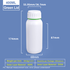 Bouteille Coex en plastique blanc de 400 ml avec anneau de couleur verte autour du capuchon