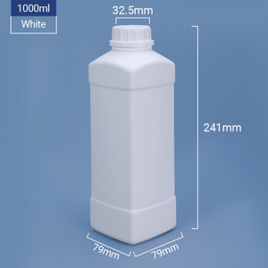 1000 ml 1L Bouteille HDPE en plastique carré en plastique carré en plastique carré avec couvercle de vis évidente