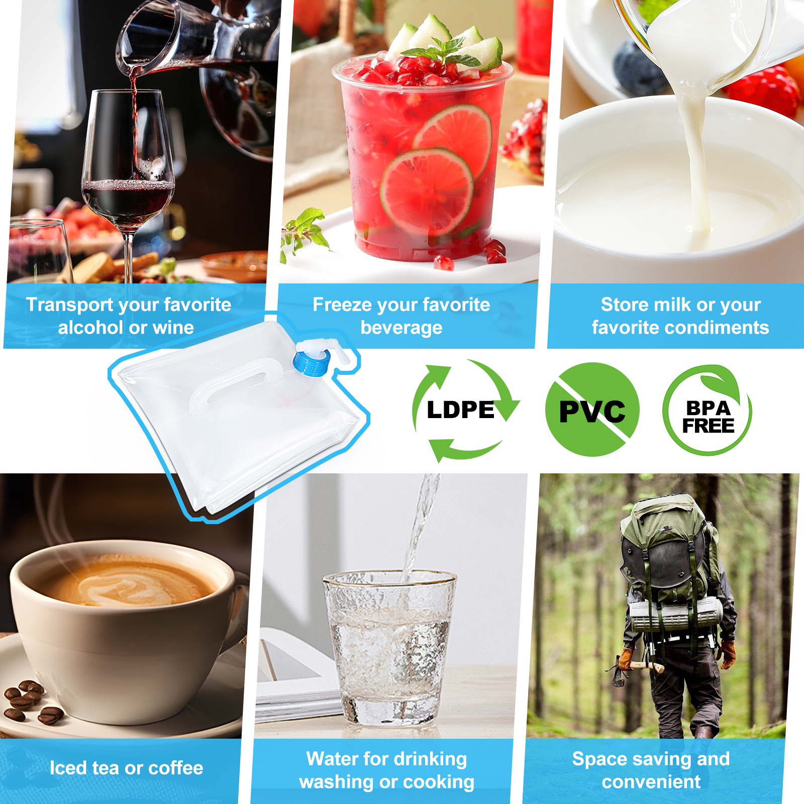 Jerrican pliable en plastique de 5 L