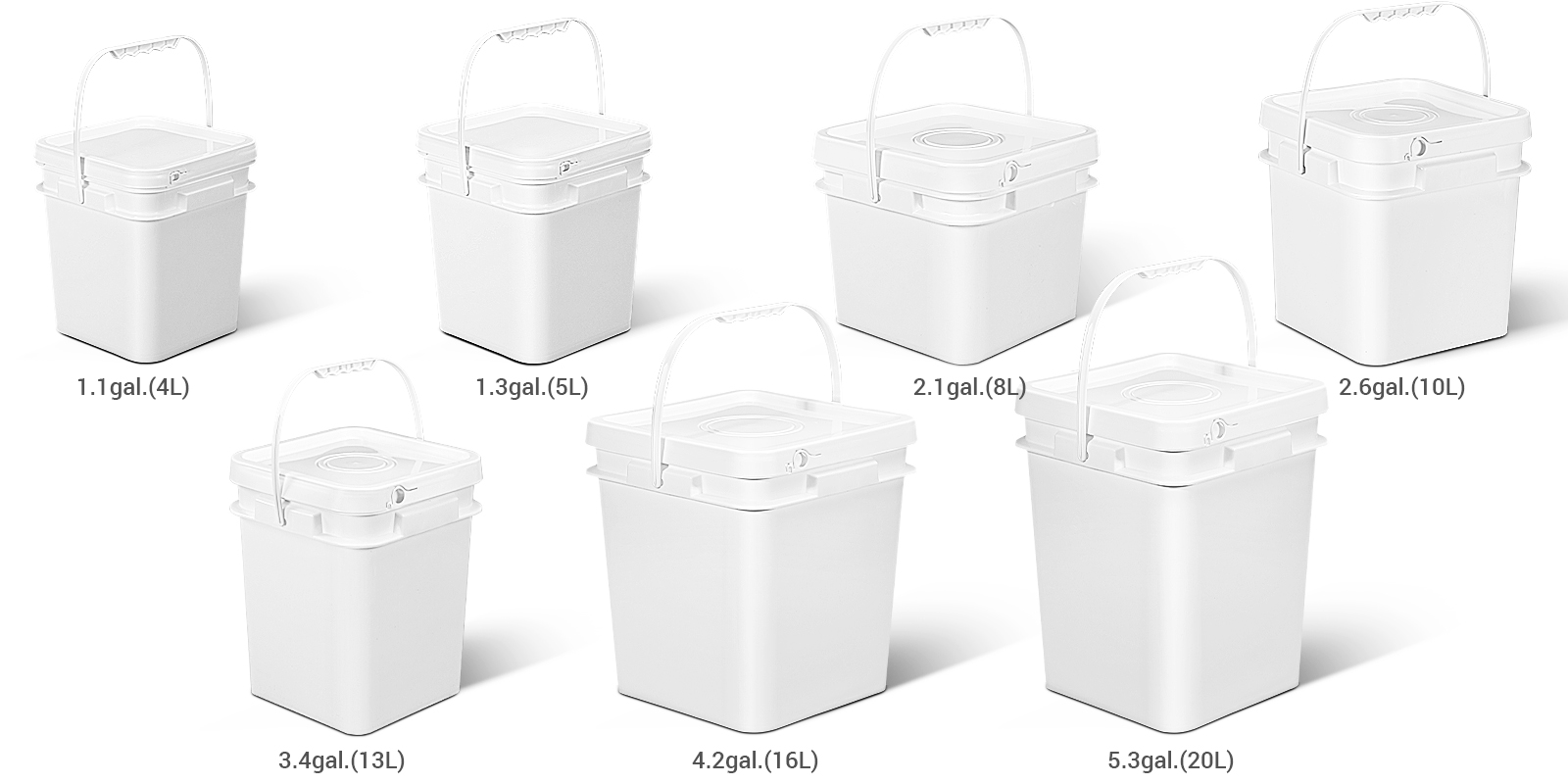 Umetass Square PP Food - Grade Plastic Bethet - Plusieurs tailles (1 - 5 gal) - Easy - Open Lid - Logo personnalisé disponible