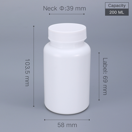 Bouteille de médecine en plastique de 200 ml Bouteilles de pilules en plastique de 200 cc