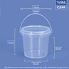 750 ml 25 oz. Bacs et seaux ronds en plastique