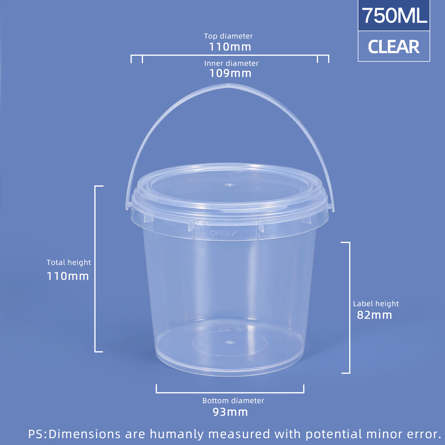 750 ml 25 oz. Bacs et seaux ronds en plastique