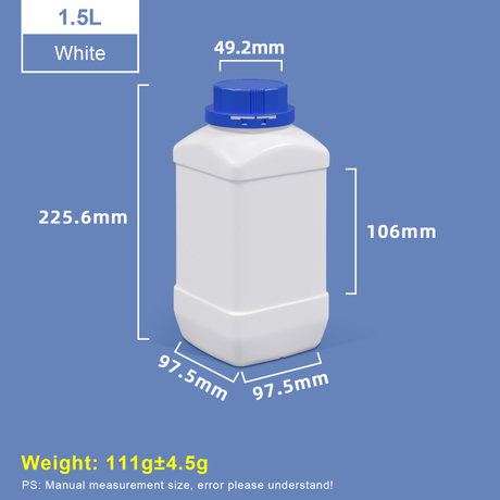 Bouteilles carrées en PEHD à col large de 1500 ml