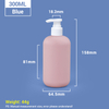 Bouteilles de shampooing en plastique rose 300 ml avec bouchon de pompe blanche
