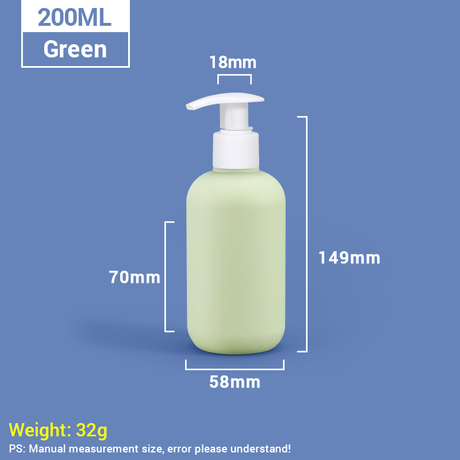 Bouteilles de shampoing en plastique de taille voyage portables vertes de 200 ml avec pompe autobloquante